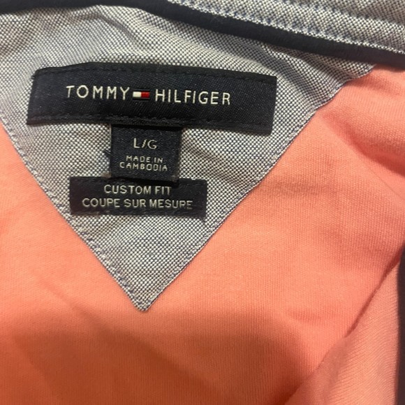 Tommy hilfiger peach casual button up short sleeve t shirt Size large - Picture 3 of 5
